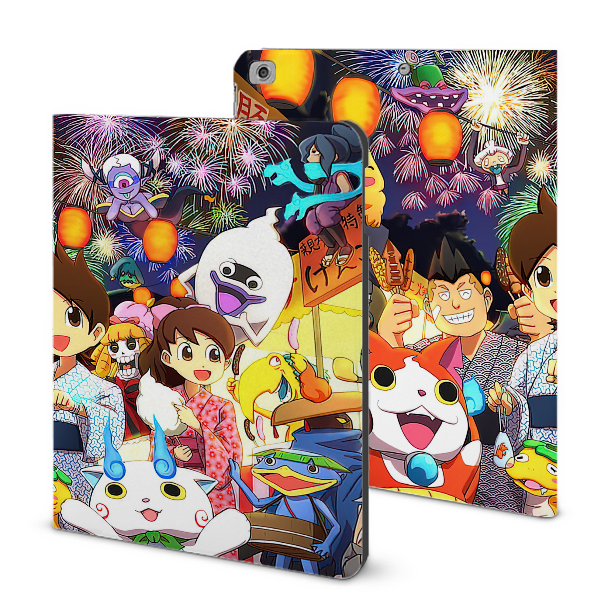 （画像用） 妖怪ウォッチ Yo-kai Watch IPad ケース ブック型 PUレザー TPU 耐衝撃 軽量 薄型 ペン収納なし 全面保護 IPad 各モデル対応